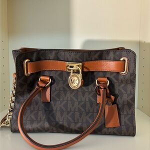 Michael Kors Brown and Gold Shoulder Bag